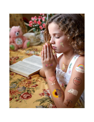 132 Tatuajes Temporales Religiosos Cristianos - 20 Hojas