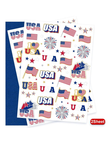 Tatuajes Temporales 4 de Julio AOYOO - 70 Diseños Americanos