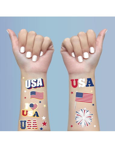 Tatuajes Temporales 4 de Julio AOYOO - 70 Diseños Americanos