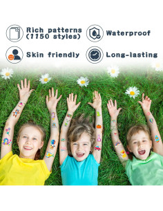 Tatuajes Temporales Partywind 100 Hojas 1150 Estilos Niños 2