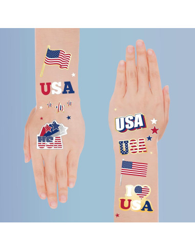 Tatuajes Temporales 4 de Julio AOYOO - 70 Diseños Americanos