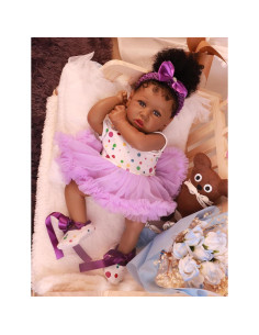 Muñeca Reborn Realista HOOMAI 58 cm Niña Africana Americana 2