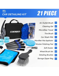 Kit de Detallado de Automóviles 21 Piezas COOGEO con Gel y Cepillos 2
