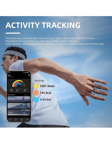 Anillo Inteligente Govllfoz 7 Negro Mate - Fitness, Sueño, Salud