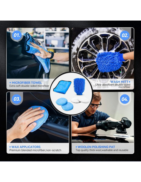 Kit de Detallado de Automóviles 21 Piezas COOGEO con Gel y Cepillos
