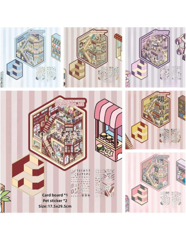 6 Sets Adhesivos 3D DIY Casa Affoto - Manualidades Creativas