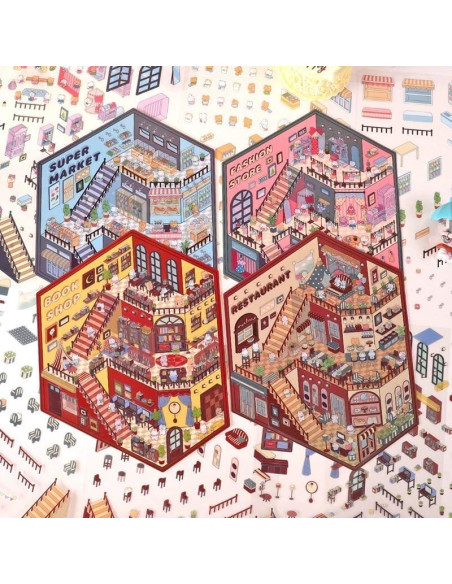 6 Sets Adhesivos 3D DIY Casa Affoto - Manualidades Creativas