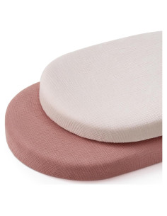 Sábanas de Muselina para Cuna Blissful Diary - 2 Piezas Rosa y Crema