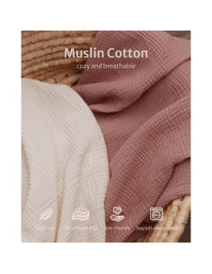 Sábanas de Muselina para Cuna Blissful Diary - 2 Piezas Rosa y Crema 2