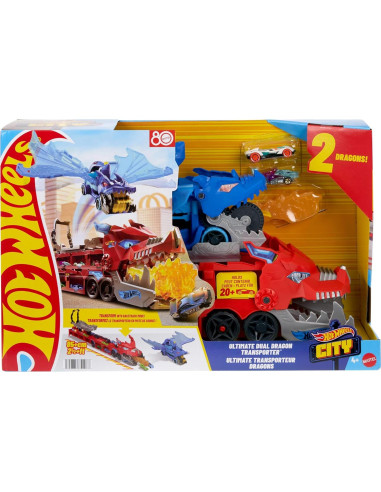 Juego de pista de coches Hot Wheels City Dragón Dual 2 Coches