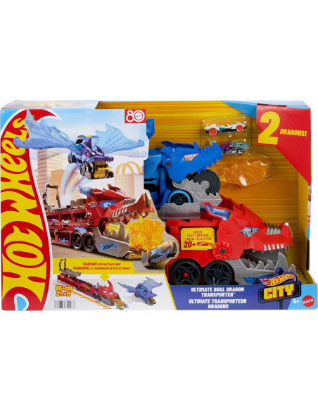 Juego de pista de coches Hot Wheels City Dragón Dual 2 Coches