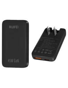 Cargador de pared USB C 45W RUIFEI con 2 puertos - Negro
