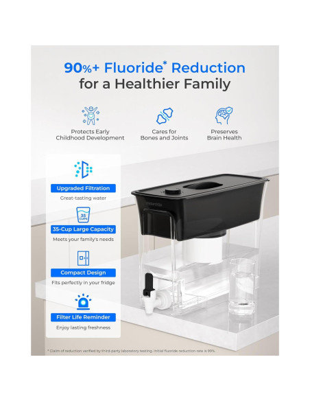 Dispensador de Agua Filtrada Waterdrop WD-WFD-02, 35 Tazas, Negro