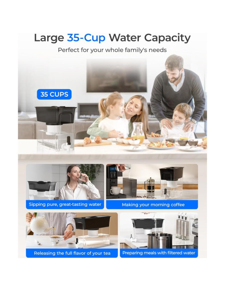 Dispensador de Agua Filtrada Waterdrop WD-WFD-02, 35 Tazas, Negro