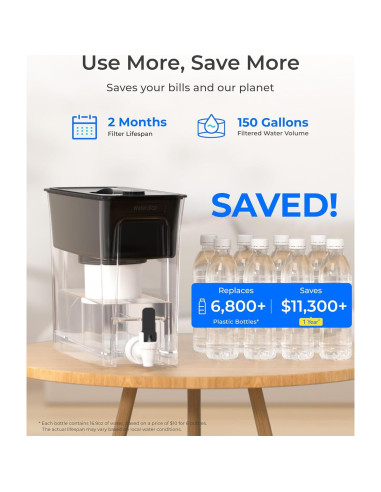 Dispensador de Agua Filtrada Waterdrop WD-WFD-02, 35 Tazas, Negro