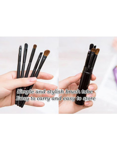 Juego de Brochas de Maquillaje de Ojos AKOAK 5 Pcs Negro 2