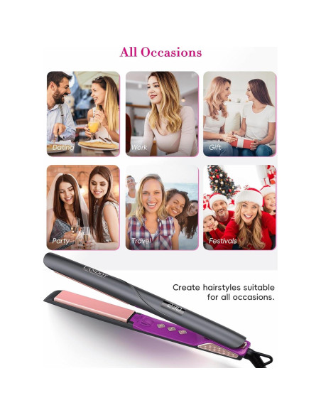 Plancha de Cabello Cerámica LANDOT QF-Z300 1.75" Ajustable