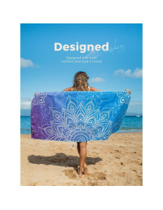 Toalla de Playa Microfibra Diveblues Mandala Azul 200x145 cm 2