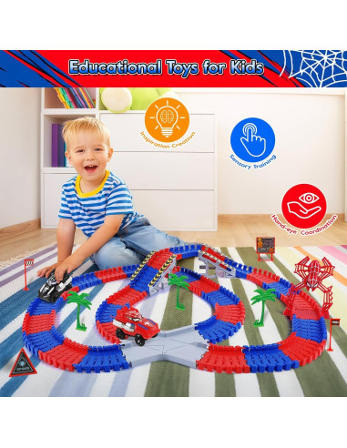 Pista de Autos de Carreras M SANMERSEN 212 Piezas 3+ Años