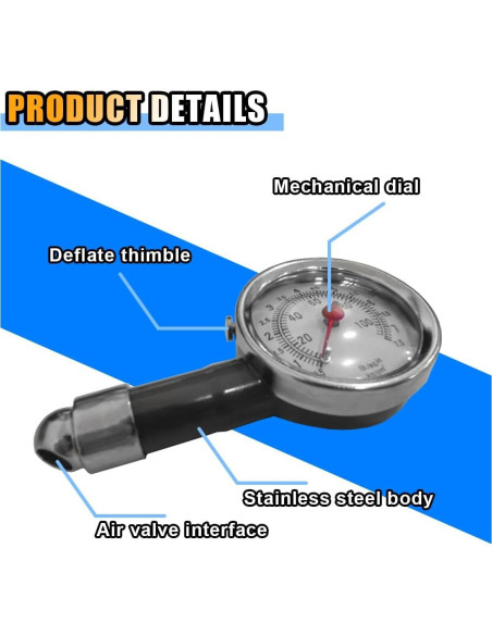 Medidor de Presión de Neumáticos JOYCOURT 0-7 Bar 2PCS