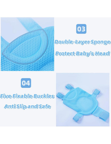 Alfombrilla de Asiento para Baño de Bebé Azul Claro Ajustable