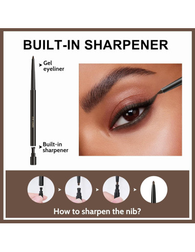 Lápiz de Gel para Ojos Erinde 02 Marrón Impermeable 9g