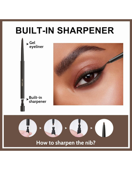 Lápiz de Gel para Ojos Erinde 02 Marrón Impermeable 9g