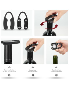 Juego de Accesorios para Vino Tyzine 3 PZS - Cortador, Vertedor y Tapón 2