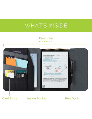 Cubierta Folio Rocketbook Flip Negro 100% Reciclable Tamaño Ejecutivo