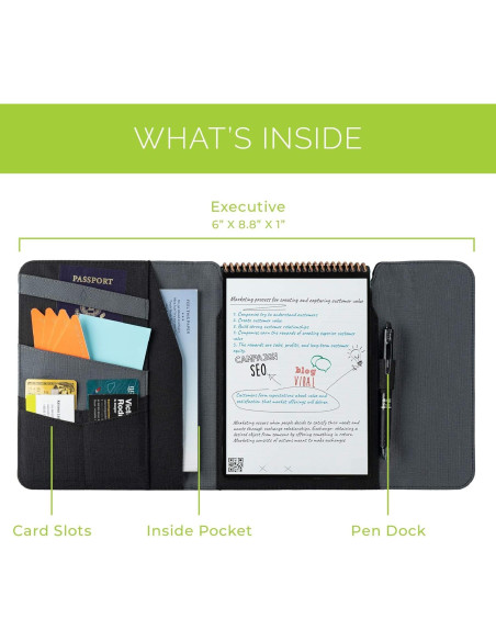 Cubierta Folio Rocketbook Flip Negro 100% Reciclable Tamaño Ejecutivo