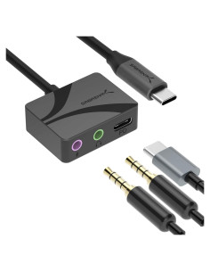 Adaptador de Audio USB-C a 3.5mm SABRENT 100W PD 24-bit 96KHz