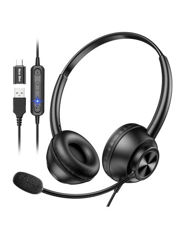 Auriculares USB New bee H368 con micrófono, 2.3m, PC, Zoom