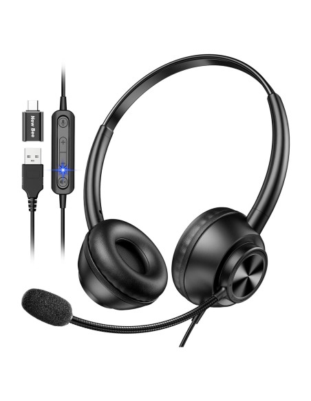 Auriculares USB New bee H368 con micrófono, 2.3m, PC, Zoom