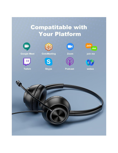 Auriculares USB New bee H368 con micrófono, 2.3m, PC, Zoom