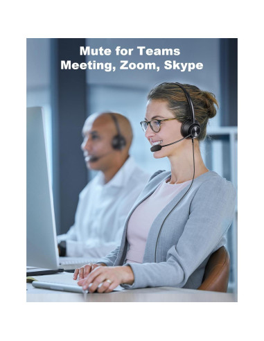 Auriculares USB New bee H368 con micrófono, 2.3m, PC, Zoom