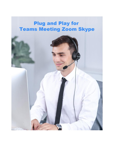 Auriculares USB New bee H368 con micrófono, 2.3m, PC, Zoom