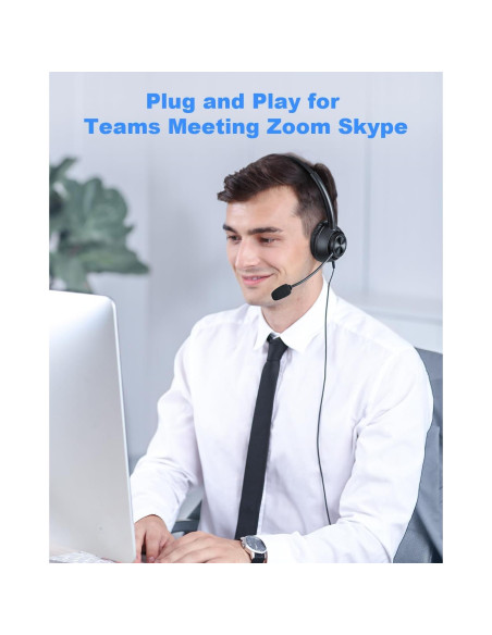 Auriculares USB New bee H368 con micrófono, 2.3m, PC, Zoom