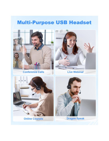 Auriculares USB New bee H368 con micrófono, 2.3m, PC, Zoom