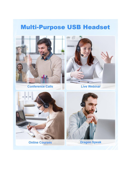 Auriculares USB New bee H368 con micrófono, 2.3m, PC, Zoom