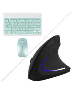 Conjunto Teclado y Ratón Bluetooth Ergonómico Recargable Verde