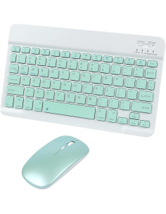 Conjunto Teclado y Ratón Bluetooth Ergonómico Recargable Verde 2