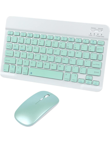 Conjunto Teclado y Ratón Bluetooth Ergonómico Recargable Verde
