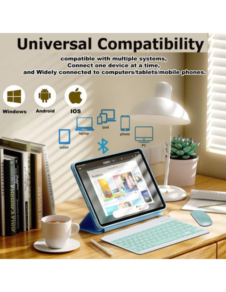 Conjunto Teclado y Ratón Bluetooth Ergonómico Recargable Verde