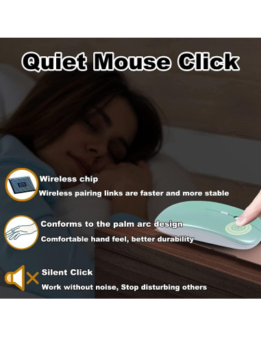 Conjunto Teclado y Ratón Bluetooth Ergonómico Recargable Verde