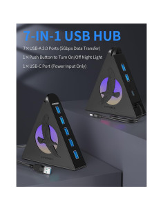 Hub USB 3.0 JoyReken de 7 Puertos con Luz RGB 0.61m 2
