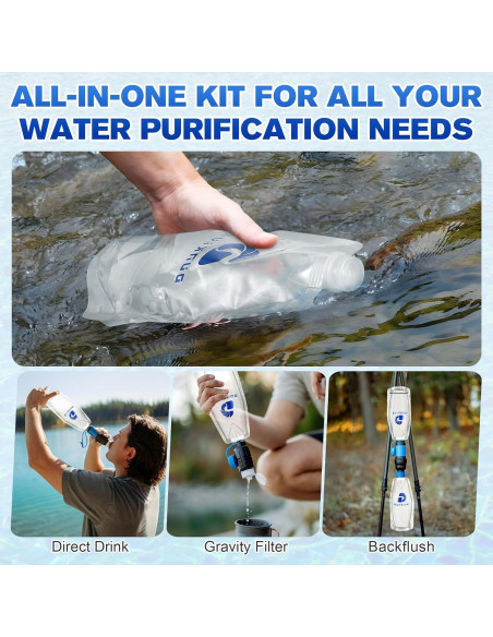 Kit de Filtración de Agua Dunkive 4x1L Plegable 28mm