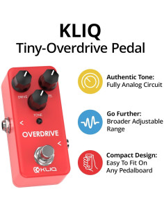 Pedal de Efecto Overdrive KLIQ Tiny para Guitarra Rojo 2