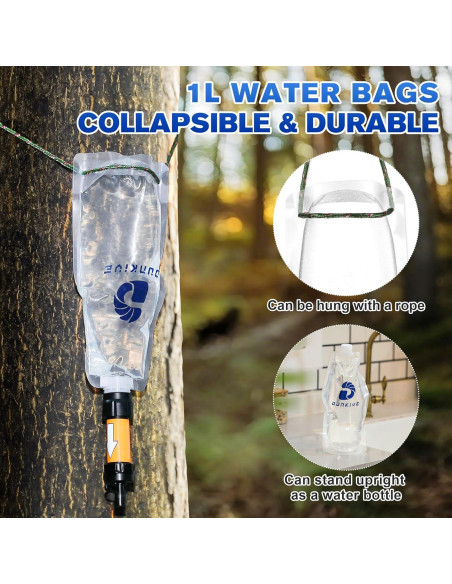 Kit de Filtración de Agua Dunkive 4x1L Plegable 28mm