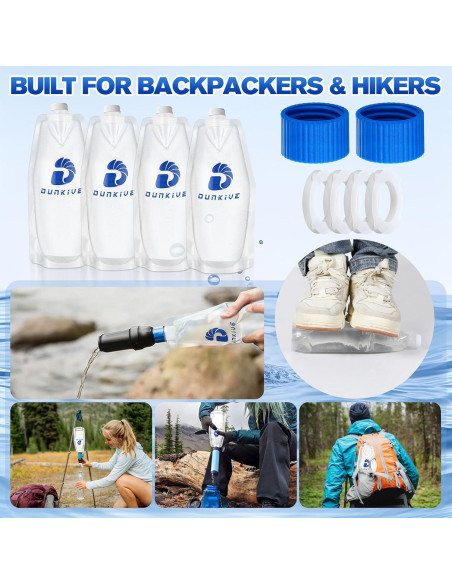 Kit de Filtración de Agua Dunkive 4x1L Plegable 28mm