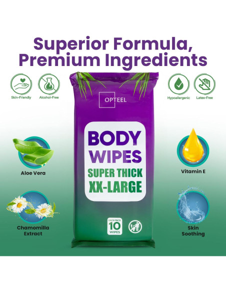 Toallitas Corporales Gruesas OPTEEL 80ct Sin Enjuague